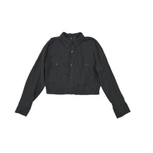 Zara Black Twill Cargo Crop Shirt Jacket